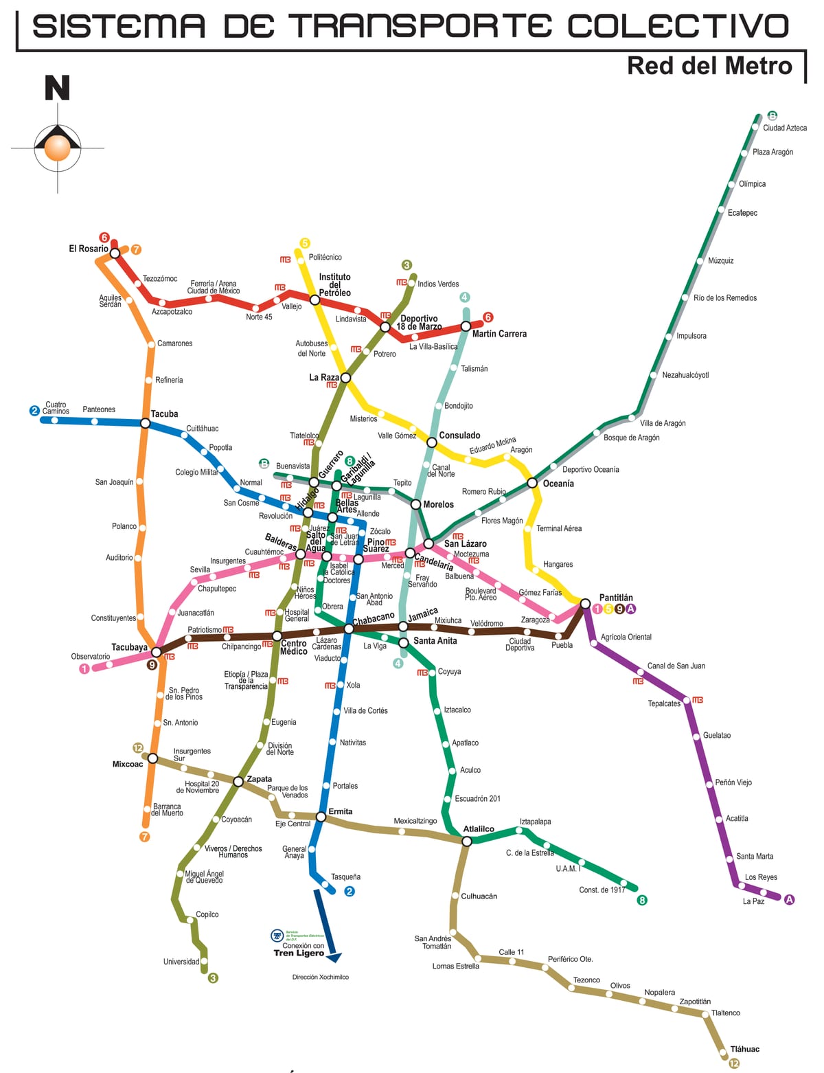 Карта сети метро Мехико